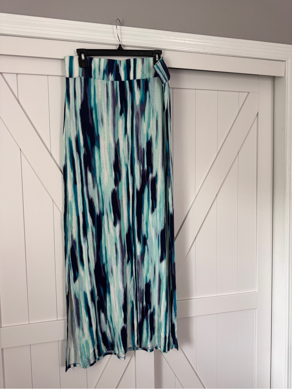 a.n.a Blue and Teal Abstract Maxi Skirt